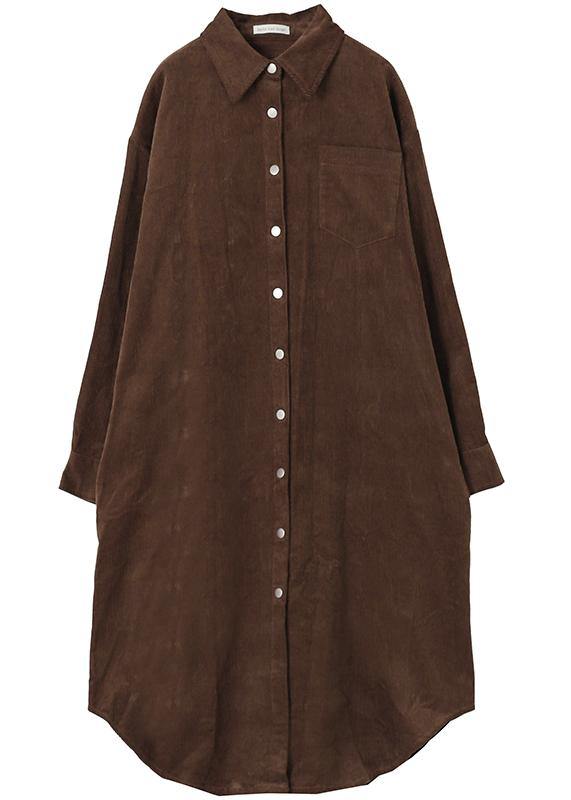 Handmade lapel Button Down  trench coat chocolate Midi coat - SooLinen