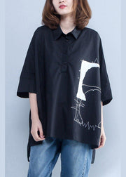 Handmade lapel cotton tunic plus size Fashion Ideas black box blouses Summer