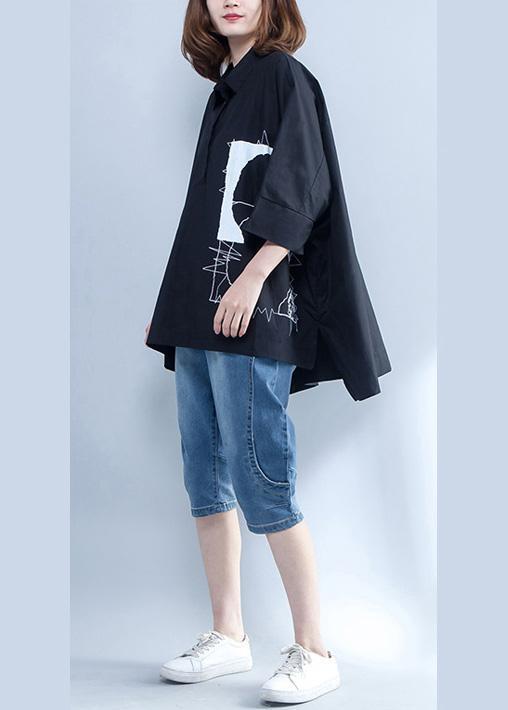 Handmade lapel cotton tunic plus size Fashion Ideas black box blouses Summer