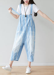 Handgemachte hellblaue Taschen Gestreifte Overalls Sommer