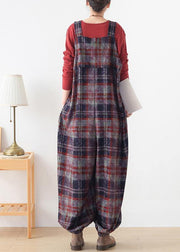 High end original Jumpsuit fashion red check strap Jumpsuit - SooLinen