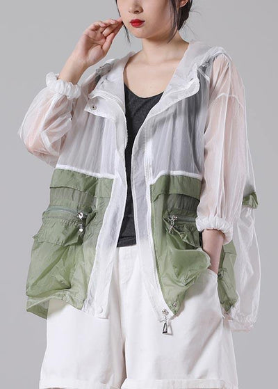 Hot Green Pockets hooded UPF 50+ Coat Jacket Summer - SooLinen