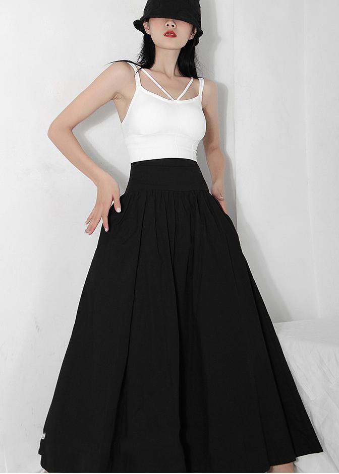 Italian Black High Waist Cinched  Skirts Summer - SooLinen