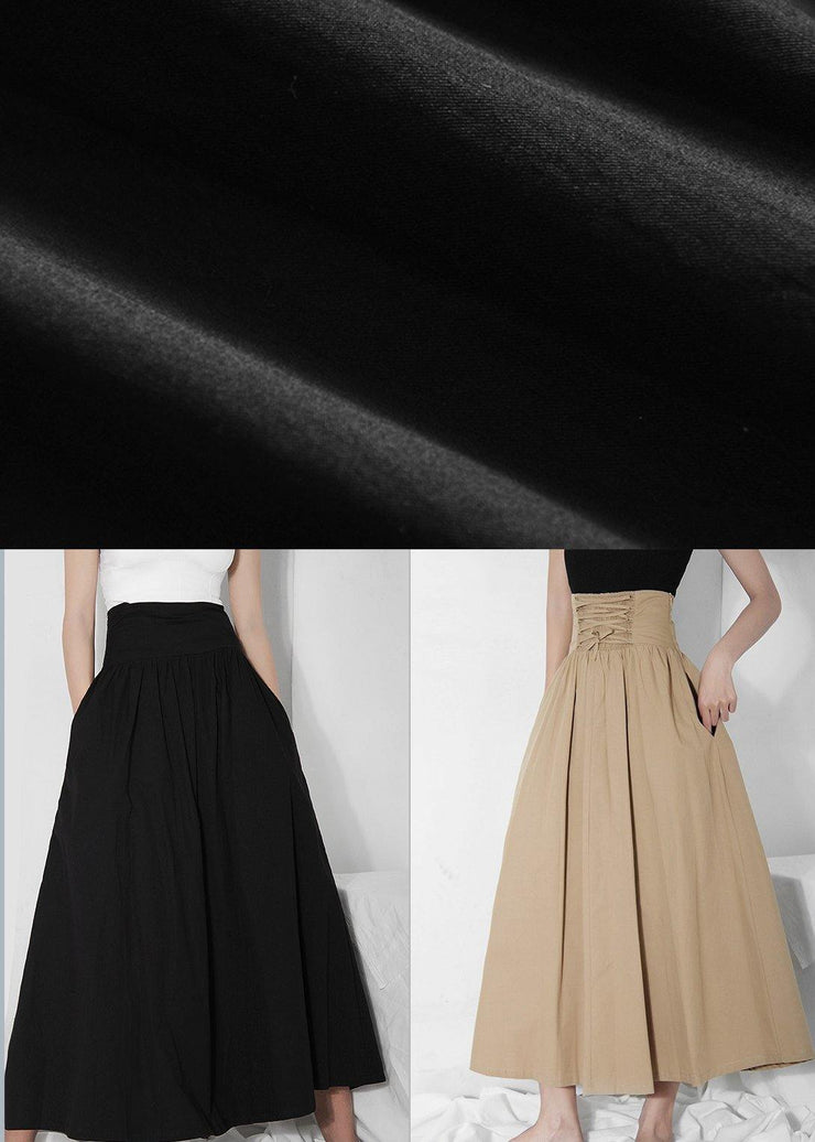 Italian Black High Waist Cinched  Skirts Summer - SooLinen