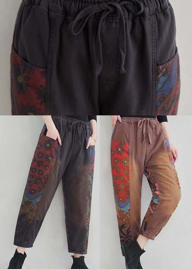 Italian Brick Red Pockets Floral Pants Spring