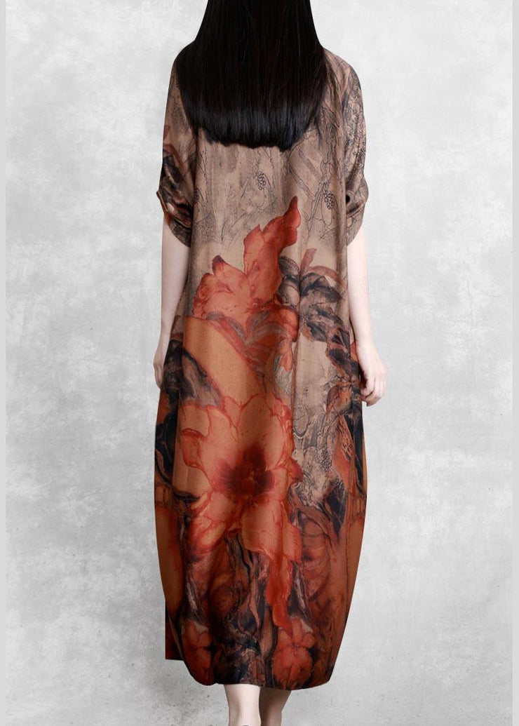 Italian Chocolate Print Clothes Women Asymmetric A Line Dress - SooLinen