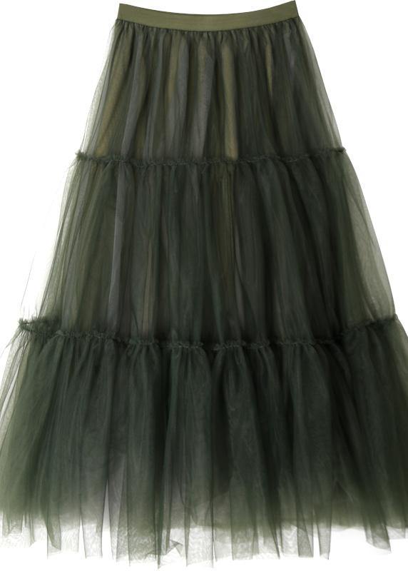 Italian Green asymmetrical design tulle Skirts Summer - SooLinen