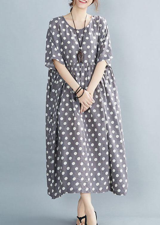 Italian Grey Dot Patchwork Summer Party Dresses - SooLinen