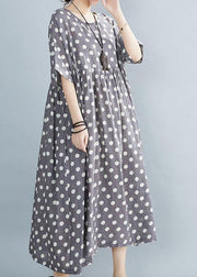 Italian Grey Dot Patchwork Summer Party Dresses - SooLinen