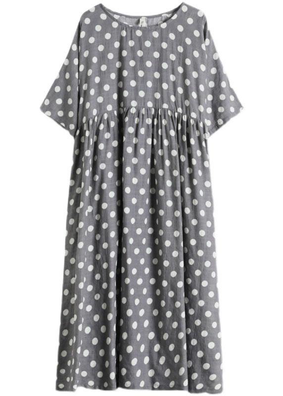 Italian Grey Dot Patchwork Summer Party Dresses - SooLinen