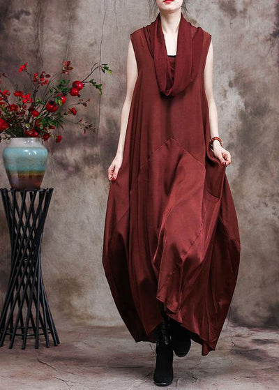 Luxy Chocolate Long Silk Dresses - SooLinen