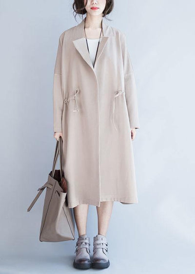 Italian Square Collar drawstring Plus Size outwear nude oversized coat fall - SooLinen