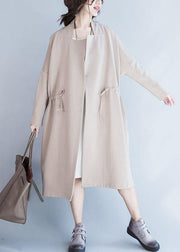 Italian Square Collar drawstring Plus Size outwear nude oversized coat fall - SooLinen