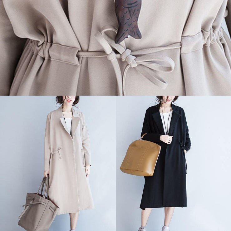 Italian Square Collar drawstring Plus Size outwear nude oversized coat fall - SooLinen