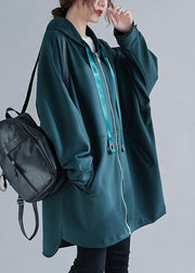 Italian blackish green Fashion Long coats Photography hooded zippered outwears - SooLinen