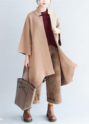 Khaki oversized woolen coats loose woolen jackets casual outwear