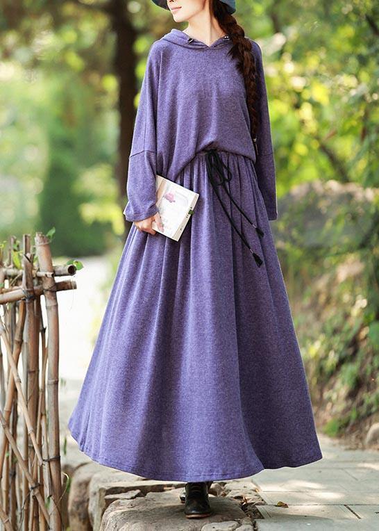 Knitted Skirt New Long Sleeve Knitted Sweater Purple Suit For Women - SooLinen