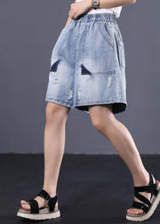 Korean version loose retro washed white Ming line denim shorts - SooLinen