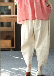 Linen Colour Oversized Harem Pants Elastic Waist Summer