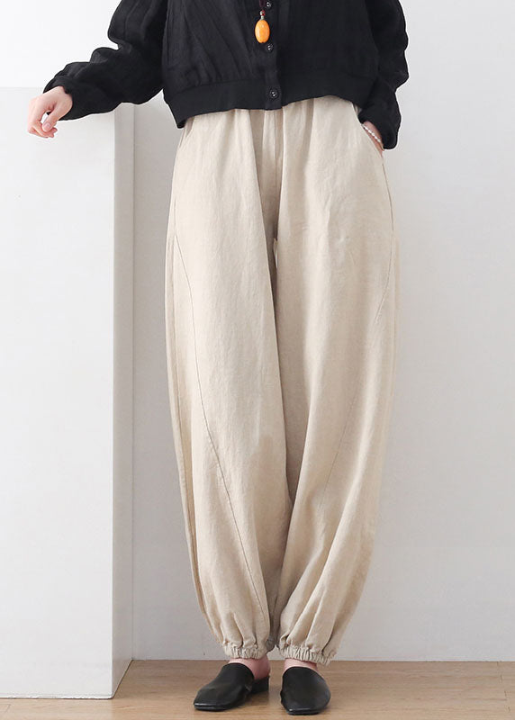 Linen Colour Solid Loose Linen Lantern Pants Draping Summer