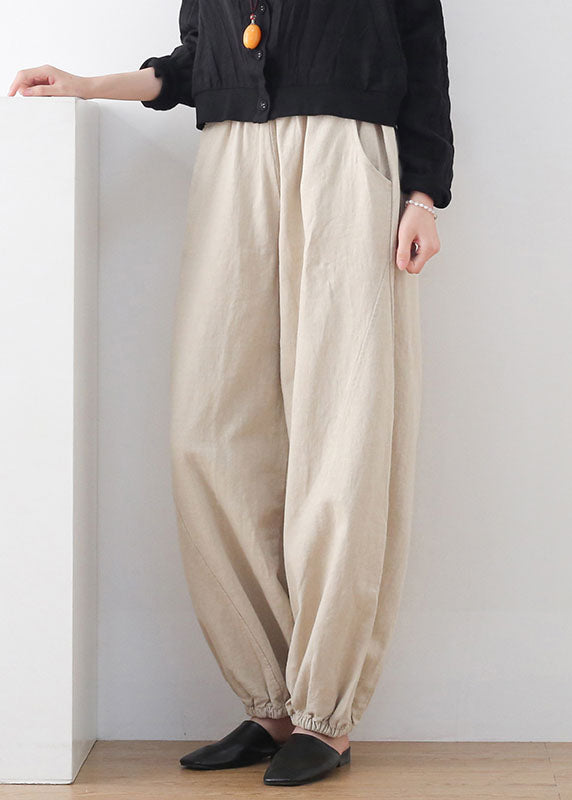 Linen Colour Solid Loose Linen Lantern Pants Draping Summer