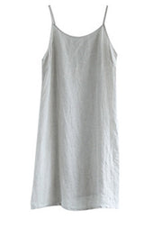 Linen Colour Spaghetti Strap Solid Dress Sleeveless