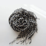 Literary navy small plaid French sunscreen female shawl tassel - SooLinen