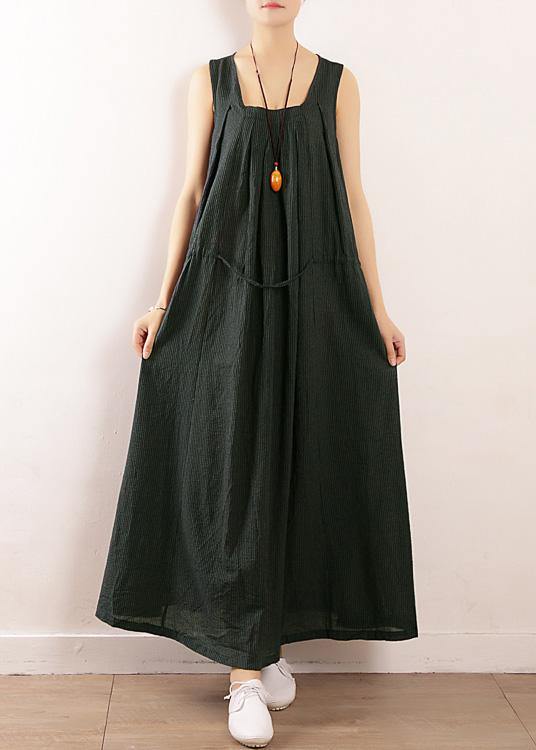 Loose Black Party Dress Summer Sleeveless Linen Dress - SooLinen