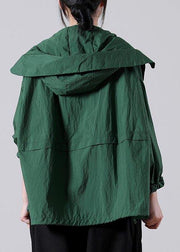 Loose Green zippered UPF 50+ Coat Jacket Hooded Coat Summer - SooLinen