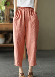 Loose Light Green Pockets Summer Pants Linen - SooLinen