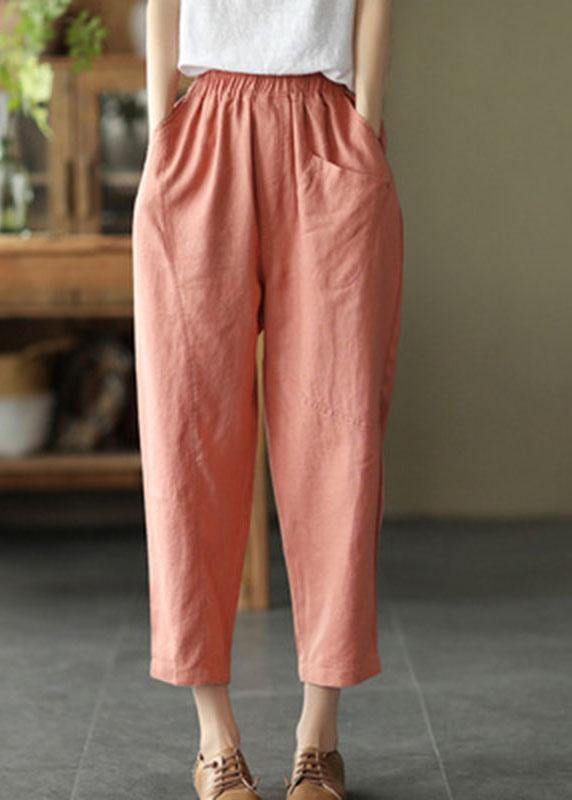 Loose Light Green Pockets Summer Pants Linen - SooLinen