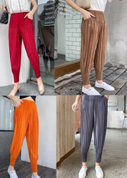 Loose Red Radish trousers Elastic Waist Pants Summer - SooLinen