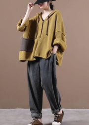 Loose Yellow Button Sweater Coat - SooLinen