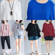 Loose black chiffon tops Fashion Life o neck Batwing Sleeve loose Summer tops - SooLinen