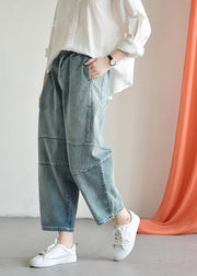 Loose casual old worn white irregular stitching wild wide leg jeans autumn new - SooLinen