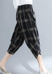 Loose cotton 18th Century Outfits black Plaid Traveling harem pants - SooLinen