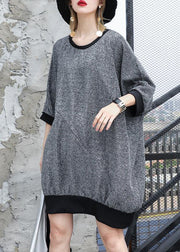 Loose gray cotton Blouse bracelet sleeved tunic summer top - SooLinen