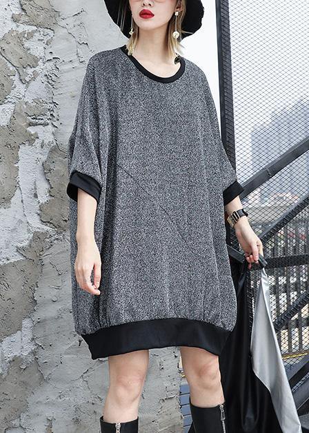 Loose gray cotton Blouse bracelet sleeved tunic summer top - SooLinen