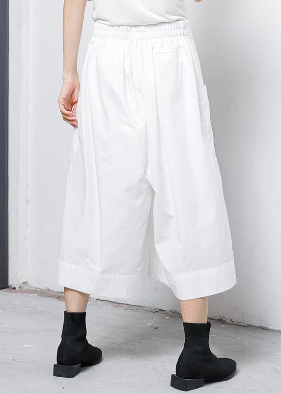 Loose linen clothes Pakistani Solid Elastic Waist Casual Wide Leg Pants - SooLinen