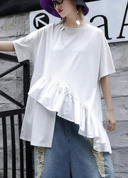 Loose white cotton shirts women half sleeve daily summer tops - SooLinen