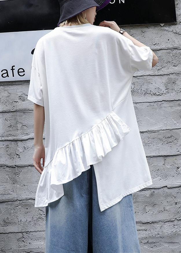 Loose white cotton shirts women half sleeve daily summer tops - SooLinen