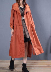 Luxury casual maxi coat fall coat red low high design outwear - SooLinen