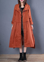 Luxury casual maxi coat fall coat red low high design outwear - SooLinen