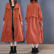 Luxury casual maxi coat fall coat red low high design outwear - SooLinen