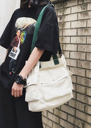 Man White Canvas Messenger Bag mit großem Fassungsvermögen