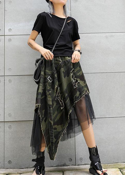 Mid-length skirt summer camouflage leopard large size female irregular skirt - SooLinen