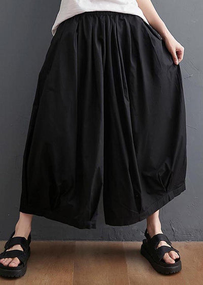 Modern Black High Waist asymmetrical design Summer Cotton Linen Pants - SooLinen