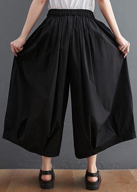 Modern Black High Waist asymmetrical design Summer Cotton Linen Pants - SooLinen