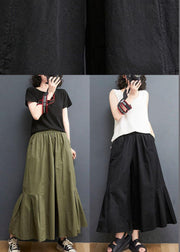 Modern Black Pockets Wide Leg Summer Cotton Pants - SooLinen