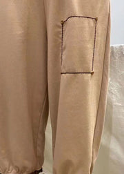 Modern Chocolate Pockets Patchwork Cotton Pants Spring